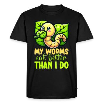 Lombriciculture Jardinage de vers de terre Vermiculture - T-shirt Premium bio Homme - noir - Devant - Nico (187cm)