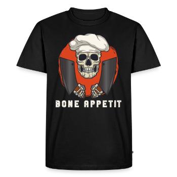 Meat Cutter Butcher Horror Skeleton Gore - Men's Premium Organic T-Shirt - black - Front - Nico (187cm)