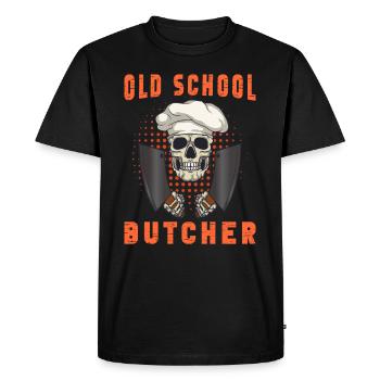 Meat Cutter Butcher Horror Skeleton Gore - Men's Premium Organic T-Shirt - black - Front - Nico (187cm)