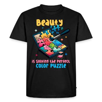 Puzzle Lover Jigzaw Puzzle Board Game Puzzler - Men's Premium Organic T-Shirt - black - Front - Nico (187cm)