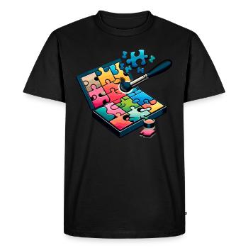 Puzzle Lover Jigzaw Puzzle Board Game Puzzler - Men's Premium Organic T-Shirt - black - Front - Nico (187cm)