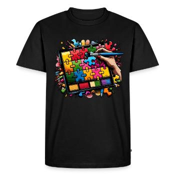 Puzzle Lover Jigzaw Puzzle Board Game Puzzler - Men's Premium Organic T-Shirt - black - Front - Nico (187cm)
