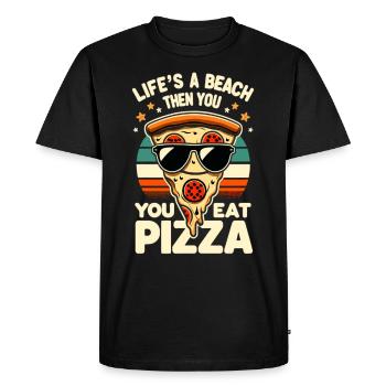 Drôle d’amateur de pizza, amateur de pizza - T-shirt Premium bio Homme - noir - Devant - Nico (187cm)