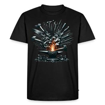 Forgeron Métallurgiste Forgeron Métal - T-shirt Premium bio Homme - noir - Devant - Nico (187cm)