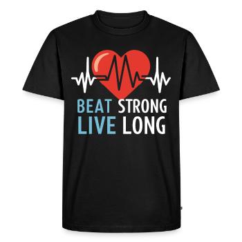 Healthy Heartbeat February Heart Awareness - Men's Premium Organic T-Shirt - black - Front - Nico (187cm)