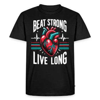 Healthy Heartbeat February Heart Awareness - Men's Premium Organic T-Shirt - black - Front - Nico (187cm)