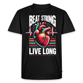 Healthy Heartbeat February Heart Awareness - Men's Premium Organic T-Shirt - black - Front - Nico (187cm)