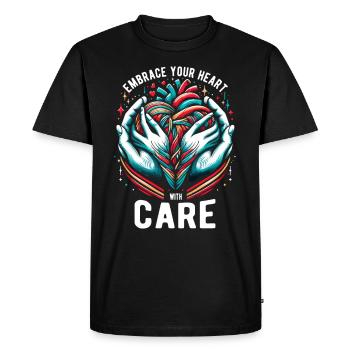 Healthy Heartbeat February Heart Awareness - Men's Premium Organic T-Shirt - black - Front - Nico (187cm)