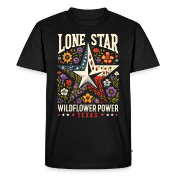 Texas Fleurs sauvages Saison Champs Fleurs Texas - T-shirt Premium bio Homme - noir - Devant - Nico (187cm)