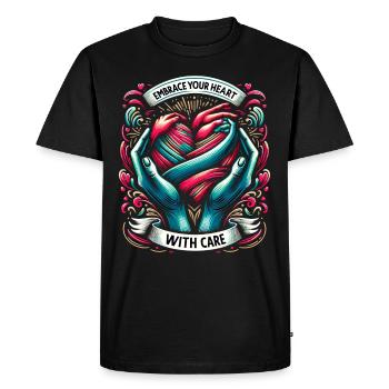 Healthy heartbeat February heart awareness - Men's Premium Organic T-Shirt - black - Front - Nico (187cm)