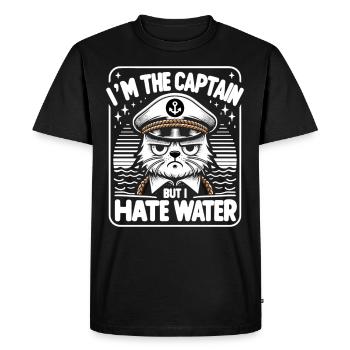 Canotage Papa Capitaine de bateau Ponton Marin Croisière - T-shirt Premium bio Homme - noir - Devant - Nico (187cm)
