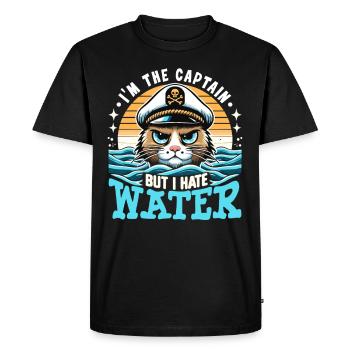 Canotage Papa Capitaine de bateau Ponton Marin Croisière - T-shirt Premium bio Homme - noir - Devant - Nico (187cm)