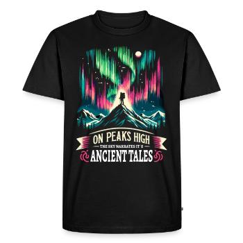 Traqueur d’aurores boréales Alaska Wilderness - T-shirt Premium bio Homme - noir - Devant - Nico (187cm)