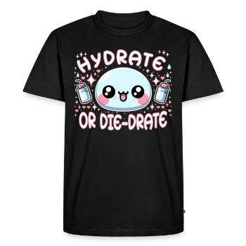 Hydratation Boire de l’eau Rester hydraté Hydratation - T-shirt Premium bio Homme - noir - Devant - Nico (187cm)