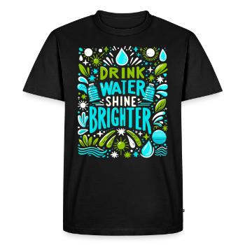 Hydratation Boire de l’eau Rester hydraté - T-shirt Premium bio Homme - noir - Devant - Nico (187cm)