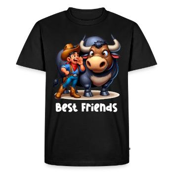 Rodéo Taureau Équitation Bétail Exposition Fermier Bovins - T-shirt Premium bio Homme - noir - Devant - Nico (187cm)