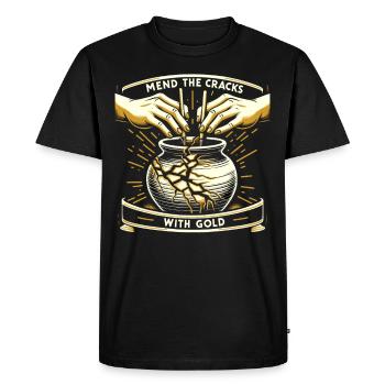 Kintsugi Kintsukuroi Art japonais imparfait - T-shirt Premium bio Homme - noir - Devant - Nico (187cm)
