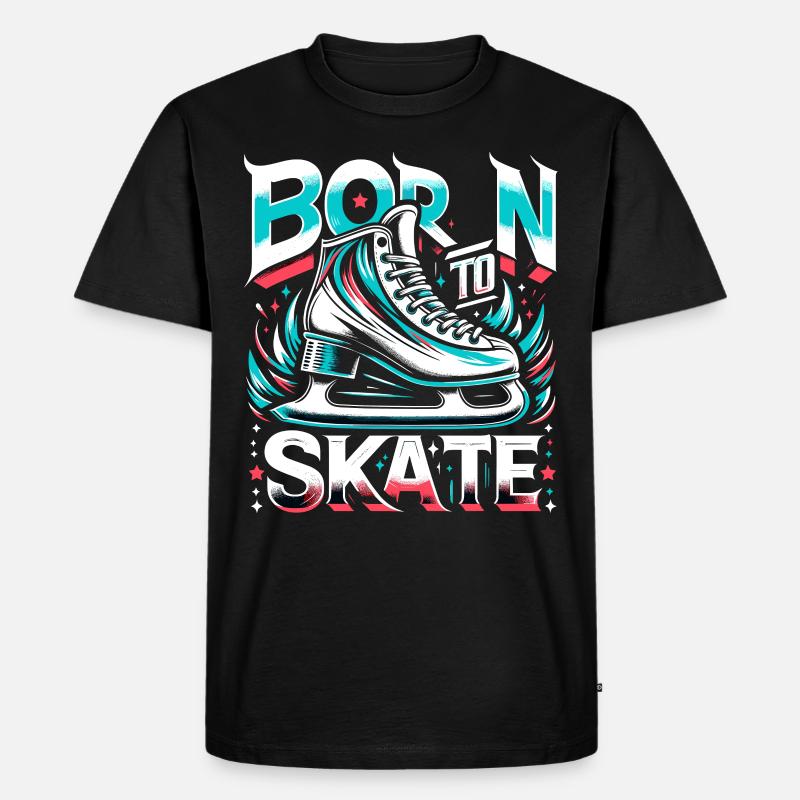 Eislaufen Schlittschuhläufer - Männer Premium Bio T-Shirt - Schwarz
