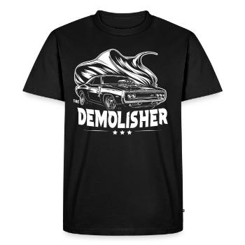 Derby de démonstration Derby de démolition Derby de démolition - T-shirt Premium bio Homme - noir - Devant - Nico (187cm)
