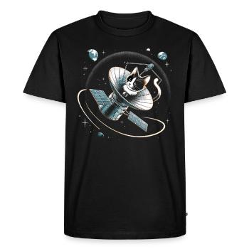 Chat, Astronaute, Astronomie, Système Solaire Externe - T-shirt Premium bio Homme - noir - Devant - Nico (187cm)