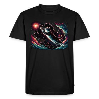 Chat, Astronaute, Astronomie, Système Solaire Externe - T-shirt Premium bio Homme - noir - Devant - Nico (187cm)