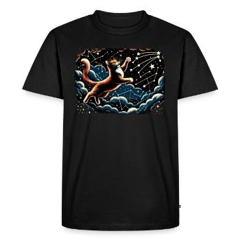 Chat, Astronaute, Astronomie, Système Solaire Externe - T-shirt Premium bio Homme - noir - Devant - Nico (187cm)