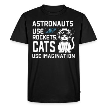 Chat, Astronaute, Astronomie, Système Solaire Externe - T-shirt Premium bio Homme - noir - Devant - Nico (187cm)