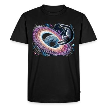 Chat, Astronaute, Astronomie, Système Solaire Externe - T-shirt Premium bio Homme - noir - Devant - Nico (187cm)