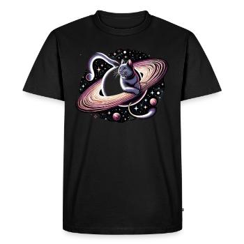 Chat, Astronaute, Astronomie, Système Solaire Externe - T-shirt Premium bio Homme - noir - Devant - Nico (187cm)