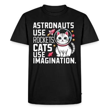 Chat, Astronaute, Astronomie, Système Solaire Externe - T-shirt Premium bio Homme - noir - Devant - Nico (187cm)