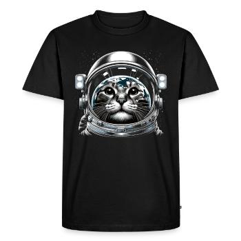 Chat, Astronaute, Astronomie, Système Solaire Externe - T-shirt Premium bio Homme - noir - Devant - Nico (187cm)