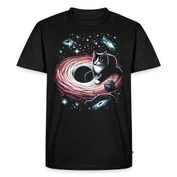 Chat, Astronaute, Astronomie, Système Solaire Externe - T-shirt Premium bio Homme - noir - Devant - Nico (187cm)