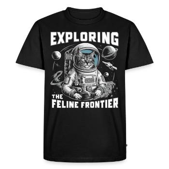 Chat, Astronaute, Astronomie, Système Solaire Externe - T-shirt Premium bio Homme - noir - Devant - Nico (187cm)