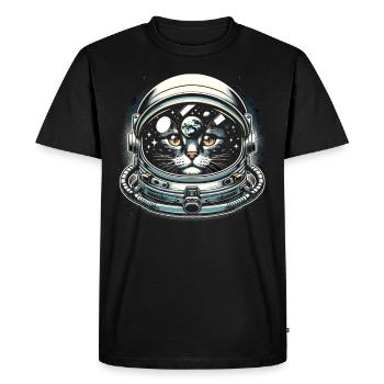 Chat, Astronaute, Astronomie, Système Solaire Externe - T-shirt Premium bio Homme - noir - Devant - Nico (187cm)