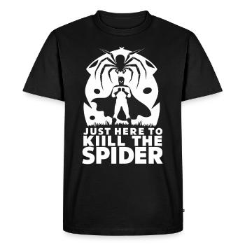 Sensibilisation à l’arachnophobie drôle, phobie des araignées - T-shirt Premium bio Homme - noir - Devant - Nico (187cm)