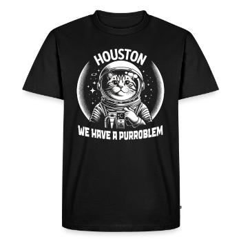 Chat, Astronaute, Astronomie, Système Solaire Externe - T-shirt Premium bio Homme - noir - Devant - Nico (187cm)
