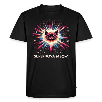 Chat, Astronaute, Astronomie, Système Solaire Externe - T-shirt Premium bio Homme - noir - Devant - Nico (187cm)