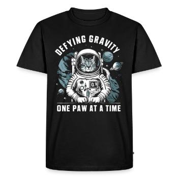 Chat, Astronaute, Astronomie, Système Solaire Externe - T-shirt Premium bio Homme - noir - Devant - Nico (187cm)