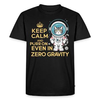 Chat, Astronaute, Astronomie, Système Solaire Externe - T-shirt Premium bio Homme - noir - Devant - Nico (187cm)