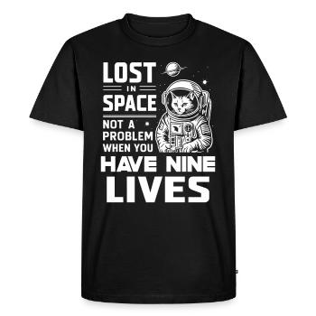 Chat, Astronaute, Astronomie, Système Solaire Externe - T-shirt Premium bio Homme - noir - Devant - Nico (187cm)