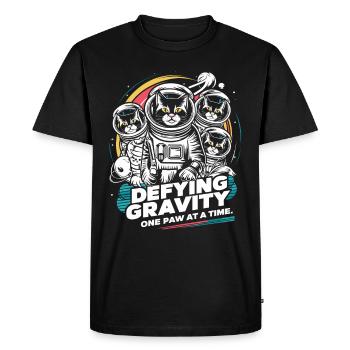Cat, Astronaut, Astronomy, Outer Solar System - Men's Premium Organic T-Shirt - black - Front - Nico (187cm)