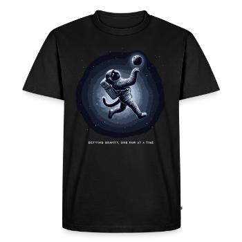 Chat, Astronaute, Astronomie, Système Solaire Externe - T-shirt Premium bio Homme - noir - Devant - Nico (187cm)