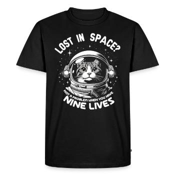 Chat, Astronaute, Astronomie, Système Solaire Externe - T-shirt Premium bio Homme - noir - Devant - Nico (187cm)