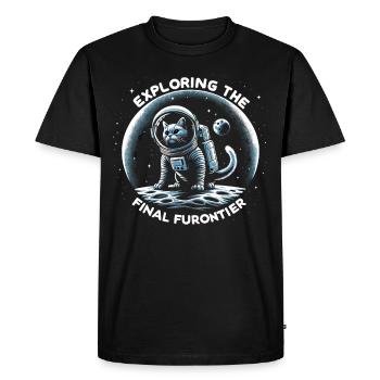 Chat, Astronaute, Astronomie, Système Solaire Externe - T-shirt Premium bio Homme - noir - Devant - Nico (187cm)