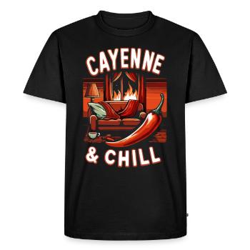 Amateurs de cuisine épicée, Chili Peppers Chef - T-shirt Premium bio Homme - noir - Devant - Nico (187cm)