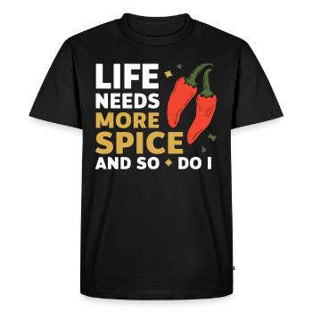 Amateur de cuisine épicée, chef des Chili Peppers - T-shirt Premium bio Homme - noir - Devant - Nico (187cm)