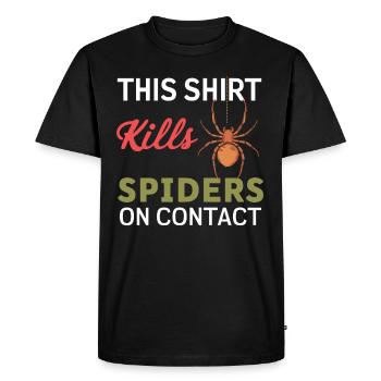 Sensibilisation à l’arachnophobie drôle, phobie des araignées - T-shirt Premium bio Homme - noir - Devant - Nico (187cm)