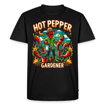 Amateurs de cuisine épicée, Chili Peppers Chef - T-shirt Premium bio Homme - noir - Devant - Nico (187cm)