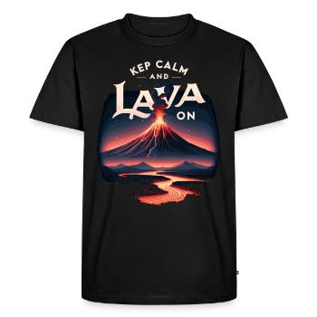 Funny volcano lava geology rock hunting geologist - Men's Premium Organic T-Shirt - black - Front - Nico (187cm)