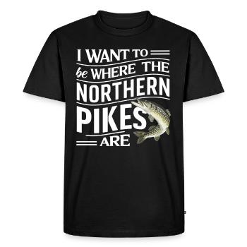 Northern Pike Fisherman Pike Fishing Rod Pike Fish - Men's Premium Organic T-Shirt - black - Front - Nico (187cm)